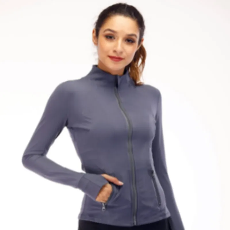 Women's fiess clothes long-sleeved Breathable Running Yoga Slim Fit Sports High Elastic Jacket Sweatshirts Zipper Nylon_voghion.com