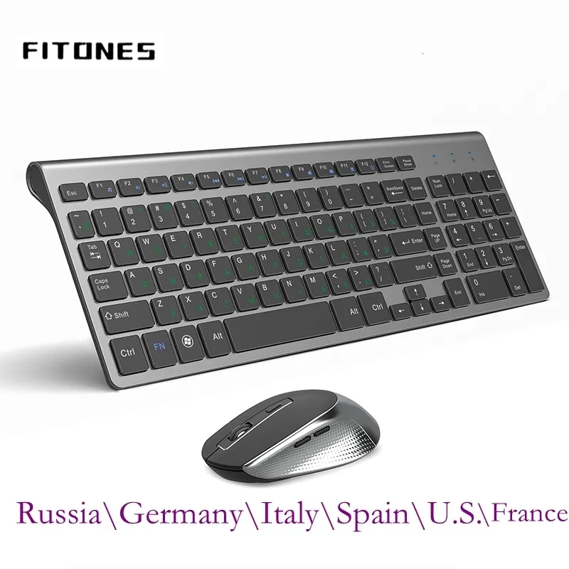 Keyboard Mouse Combos Russian Spain USA French Ltalian German UK layout Wireless Keyboard and Mouse Combo Silent Mice for PC Laptop Computer Windows. 230715