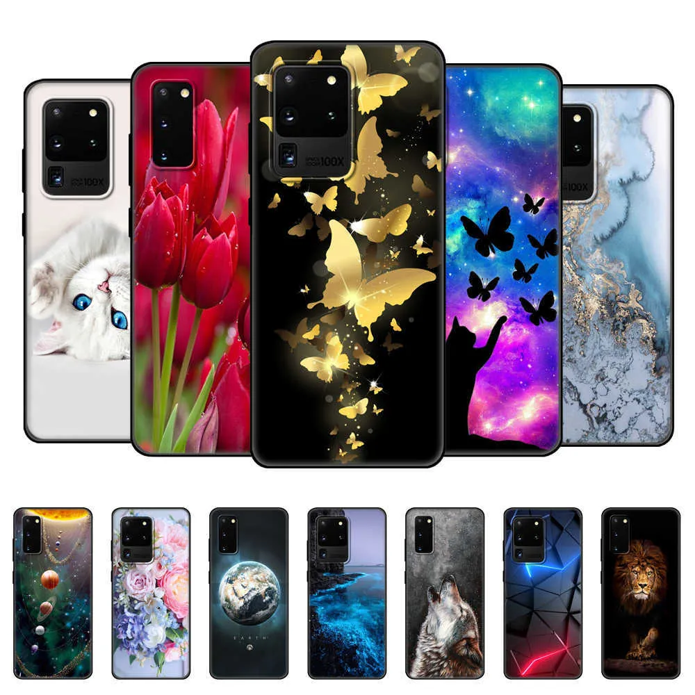 Samsung Galaxy S20 Case artı Ultra Fe Silikon Yumuşak TPU Telefon Kapağı Galaxys20 S 20 + Siyah TPU Kılıfı