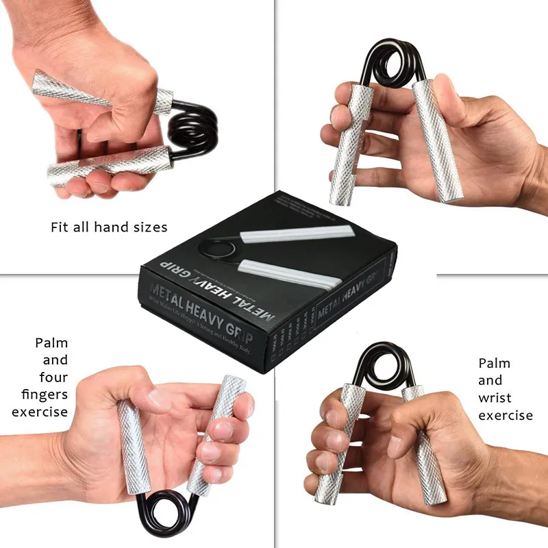 thumbnail image 2 of Urban London 100 Lbs Metal Hand Grip Strengthener – Silver, Adjustable Finger Gripper For Athletes 2 of 4