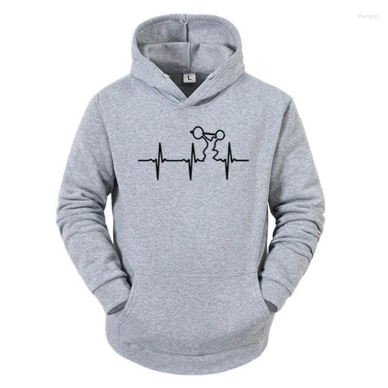 Men's Hoodies Heratbeat Of Weightlifter Sweatshirt Funny Birthday Gift For Men Father Husband Bodybuilding Autumn Fashion