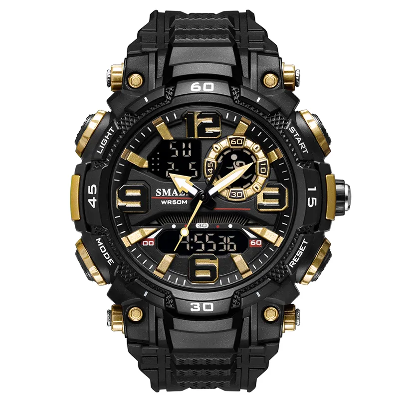 Klasyczna marka mężczyzn dla sportowych zegarek Dual Dual Dial Analog Digital LED Electronic Quartz Watches Waterproof Waciming Military