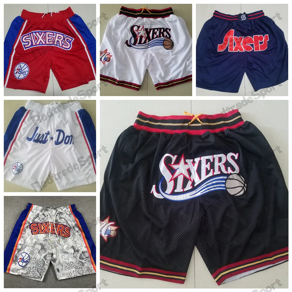 Vintage Just Don Basketbal Shorts Pocket Broek Sport Retro Zwart 1999 Hip Hop Rood Geel Heren Rits Alle Team Gestikt Logo S-XXL