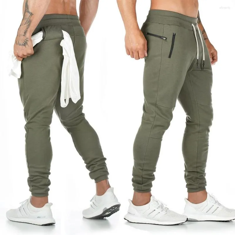 Herenbroeken Mannen Fitness Sportscholen Skinny joggingbroek Outdoor Katoenen trainingsbroek Bodem Joggerbroek Workout Joggers Eu-maat M-3XL ZA387