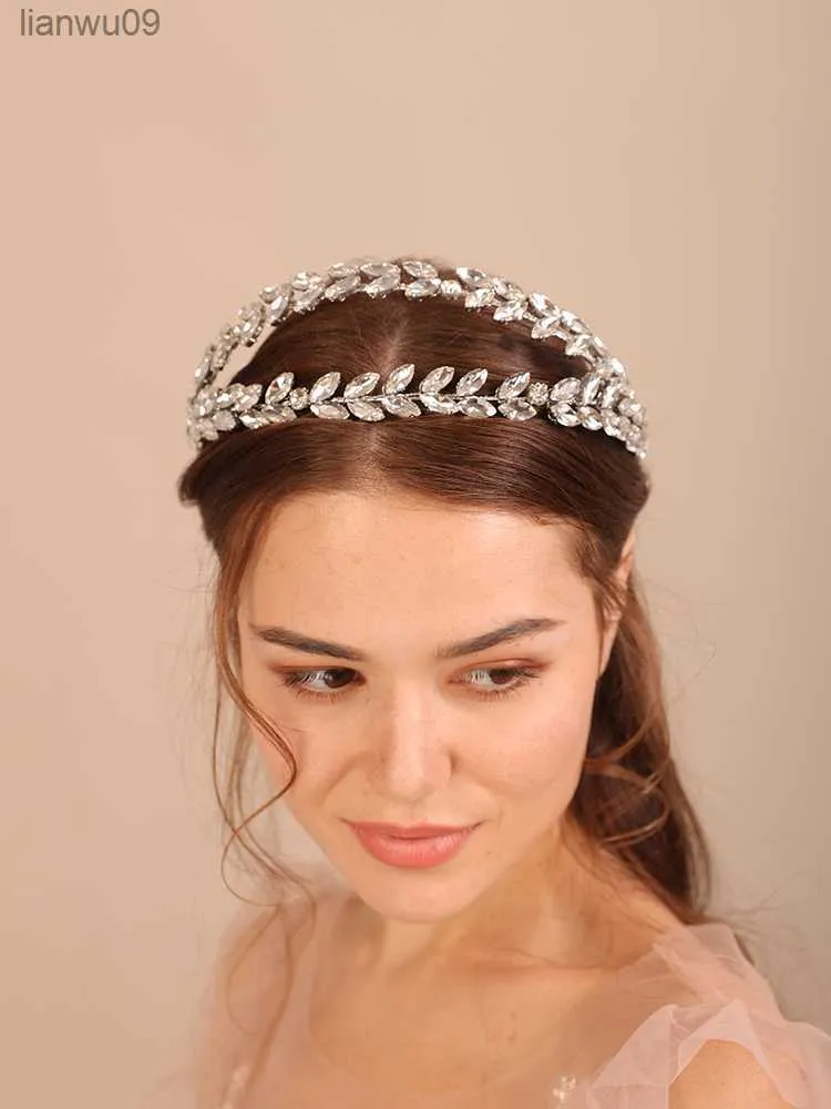 Diamanti strass di lusso Corona nuziale Spose fatte a mano Copricapo per gioielli per capelli da sposa Copricapo da damigella d'onore Festa da ballo Tiara L230704