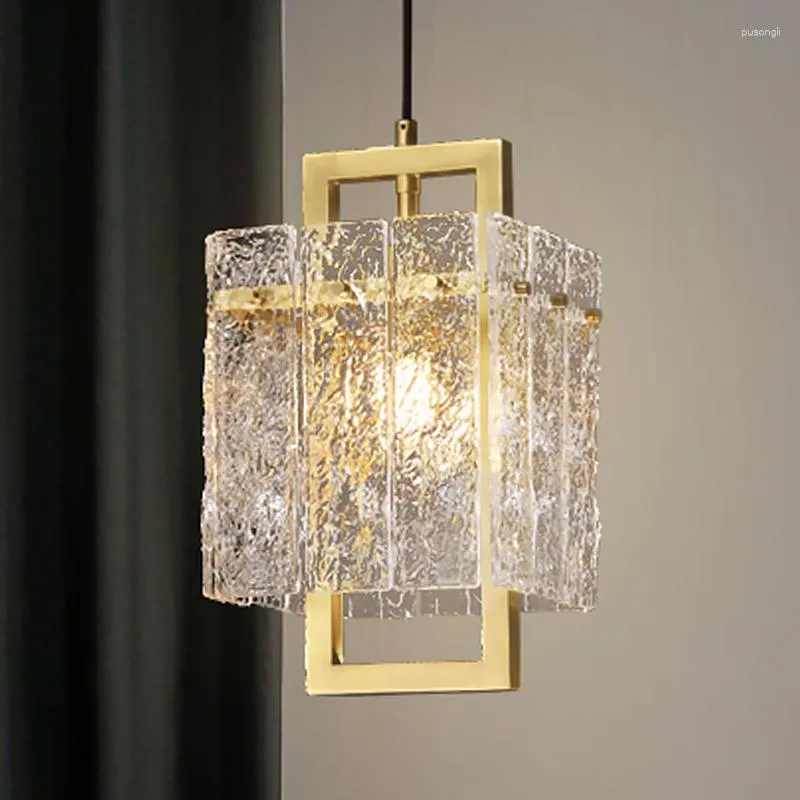 Pendelleuchten Kronleuchter für Küche Insel Schlafzimmer Badezimmer Gold Quadratische Glasdrähte Hanglamp Moderne LED-Innenbeleuchtung Lichter