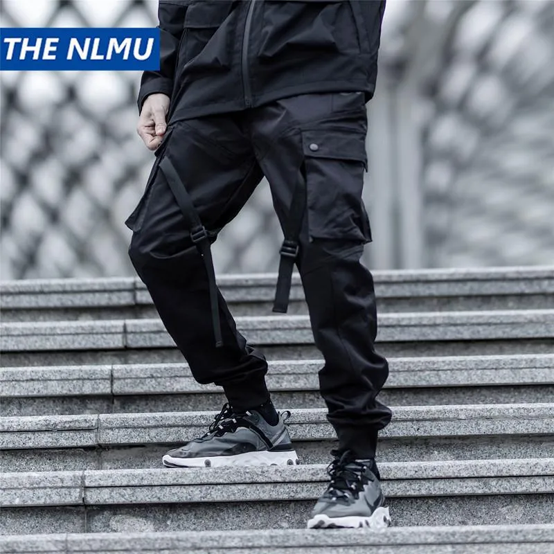 Dżinsy US SIZE STREETWEAR STUTY MĘŻCZYZN MĘŻCZYZN JOGGER PIESZŁOWA PIESZŁOWA ELASTYCZNA TALIST 2022 Modne hip -hopowe męskie joggers czarne spodnie HZ155