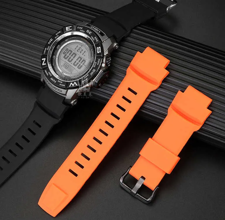 Rubber Wrist Strap For Casio PROTREK PRG 260 270 550 250 PRW 3500 2500 5100 Replacement Black Bracelet 18mm Silicone WatchBands