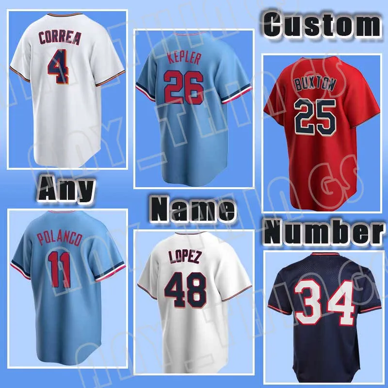 4 Carlos Correa Baseball Minnesota 26 Max Kepler 2023 Twins Jersey 25 Byron Buxton Harmon Killebrew Rod Carew Retro Kirby Puckett Jorge Polanco Pablo Lopez Sonny Gray