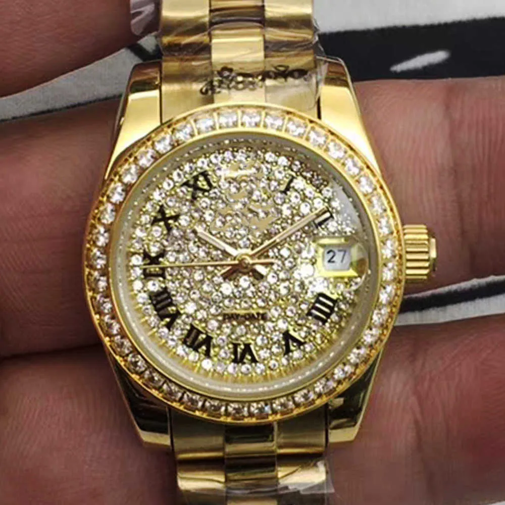 Luxus R olax Herrenuhren im Angebot Automatische mechanische Uhr Damen Gold Mann Fünf Perlen Full Motion mit Geschenkbox