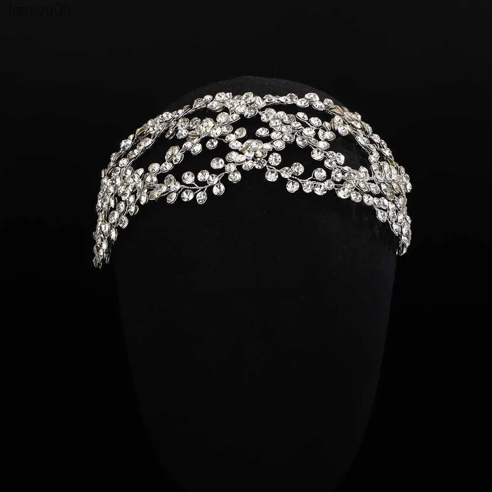 Luxe Argent Strass De Mariée Bandeau Partie À La Main Casque pour Femmes De Mariage Accessoires De Cheveux Bijoux Or Coiffe L230704