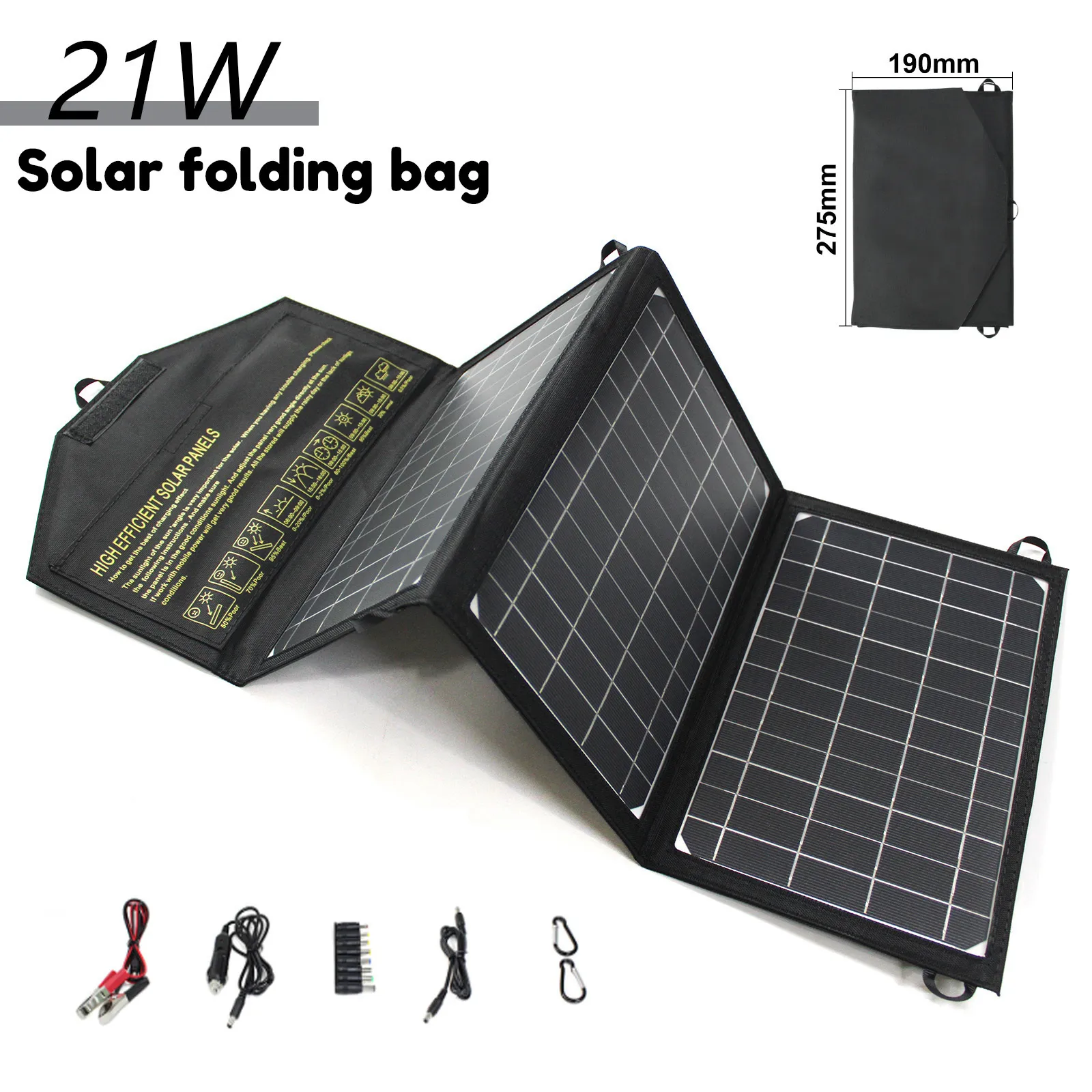 Batteries 21W/60W Foldable Solar Panel Portable Fast Charging 2 USB Port Charger Waterproof Panel Outdoor Mobile Phone Power Battery 230715