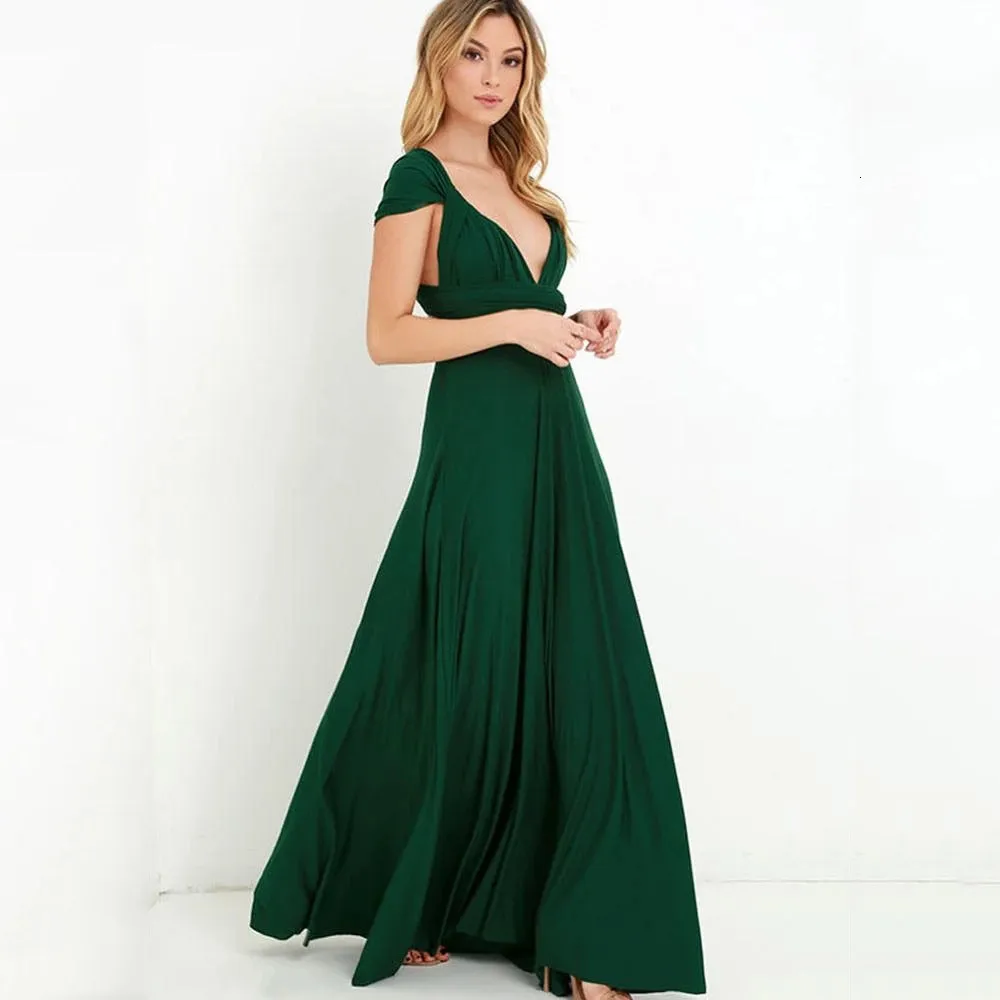 Grundlegende Freizeitkleider Sexy Frauen Maxikleid Rotes unendlich langes Kleid Multiway Brautjungfern Cabrio Wrap Partykleider Robe Longue Femme XXL 230715