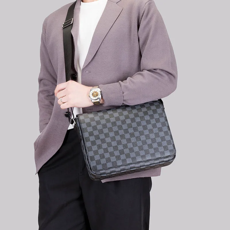 Cute Checkered Messenger Bag For Women & Men - Aesthetic Crossbody Shoulder Bag With Pins, Lightweight Nylon