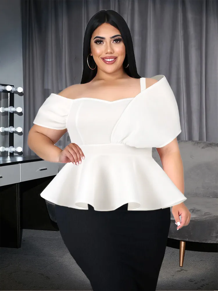Plus Size Peplum High Low Tops Plus Size High Low Peplum Top New - Main Image