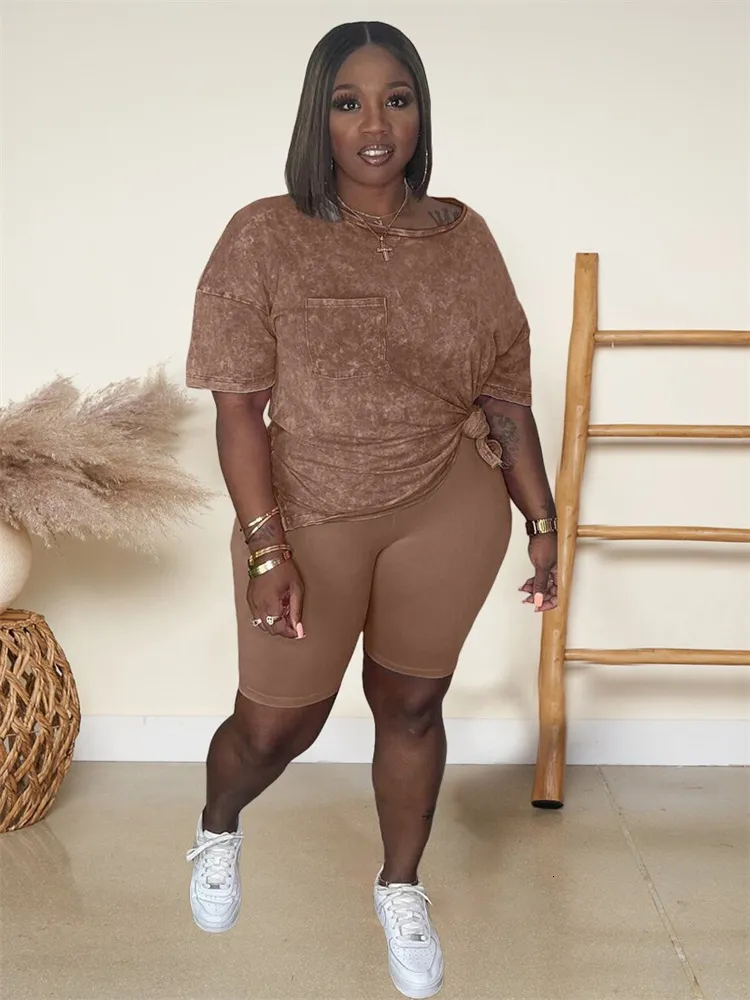 Plus Size Women s Two Piece sweatsuit plus size Set with Matching Top and Shorts Casual Summer Tracksuit by Wmstar Wholesale Drop