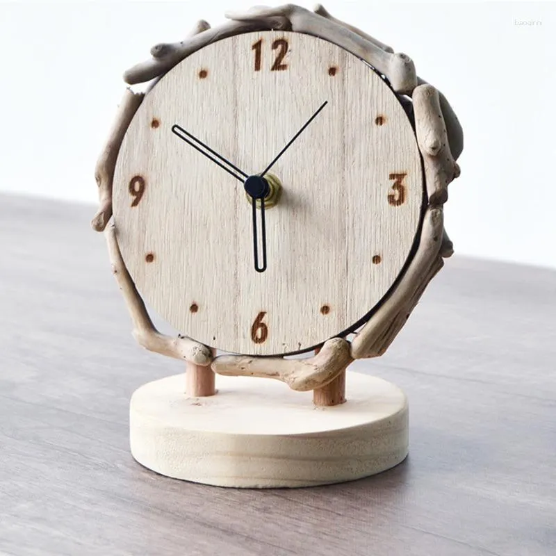 Bordklockor Log Desktop Clock Living Room Hushåll Simple Decoration Silent Create Children's Bedside