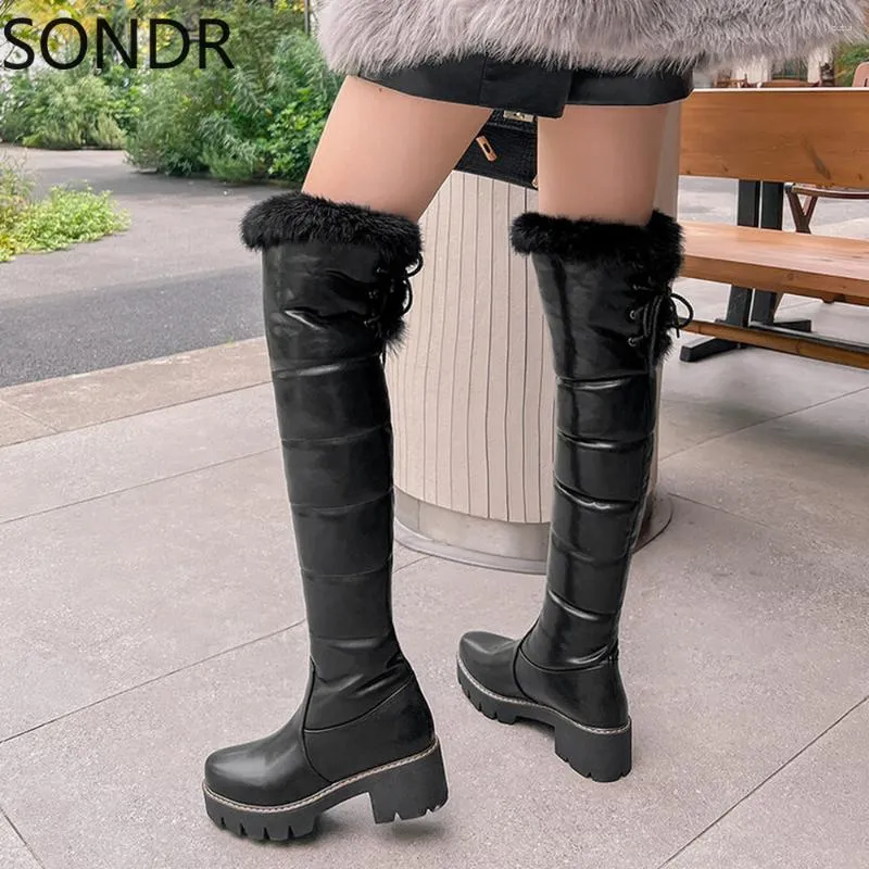 Womens Retro Fur Liner Over The Knee Platform Chunky Knee High Boots With Chunky High Heels Waterproof Warm And Stylish For Winter Snow 2023 Collection From Factory Dutui Bulk 63.33 DHgate.Com