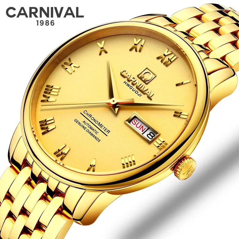 Orologi da polso Carnival Brand Movimento MIYOTA Orologi meccanici Orologio sportivo da uomo impermeabile Orologio da polso da uomo in acciaio inossidabile con vetro zaffiro