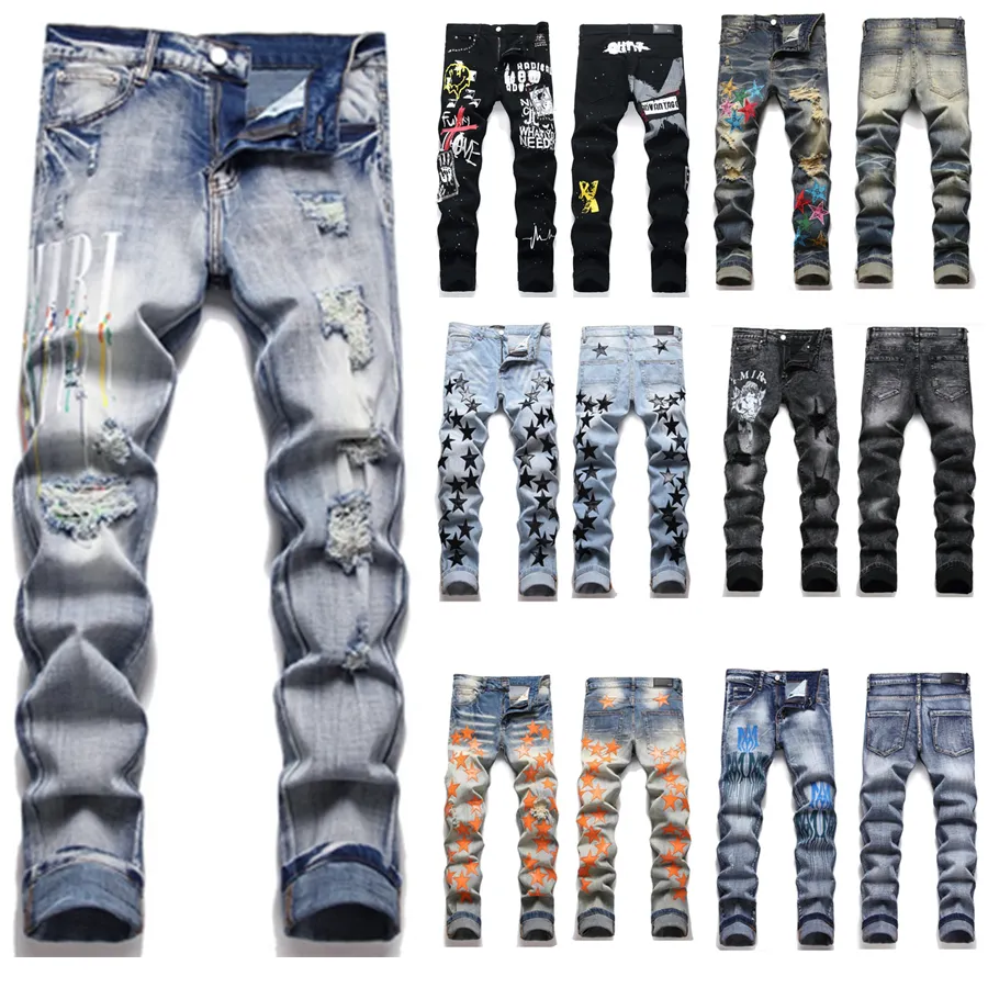 Designer Jeans Heren Skinny Jeans Desig 55 Kleuren Broek Lange Hippop Sticker Borduren Slanke Denim Rechte streetwear Skinny Broek groothandel 29-38