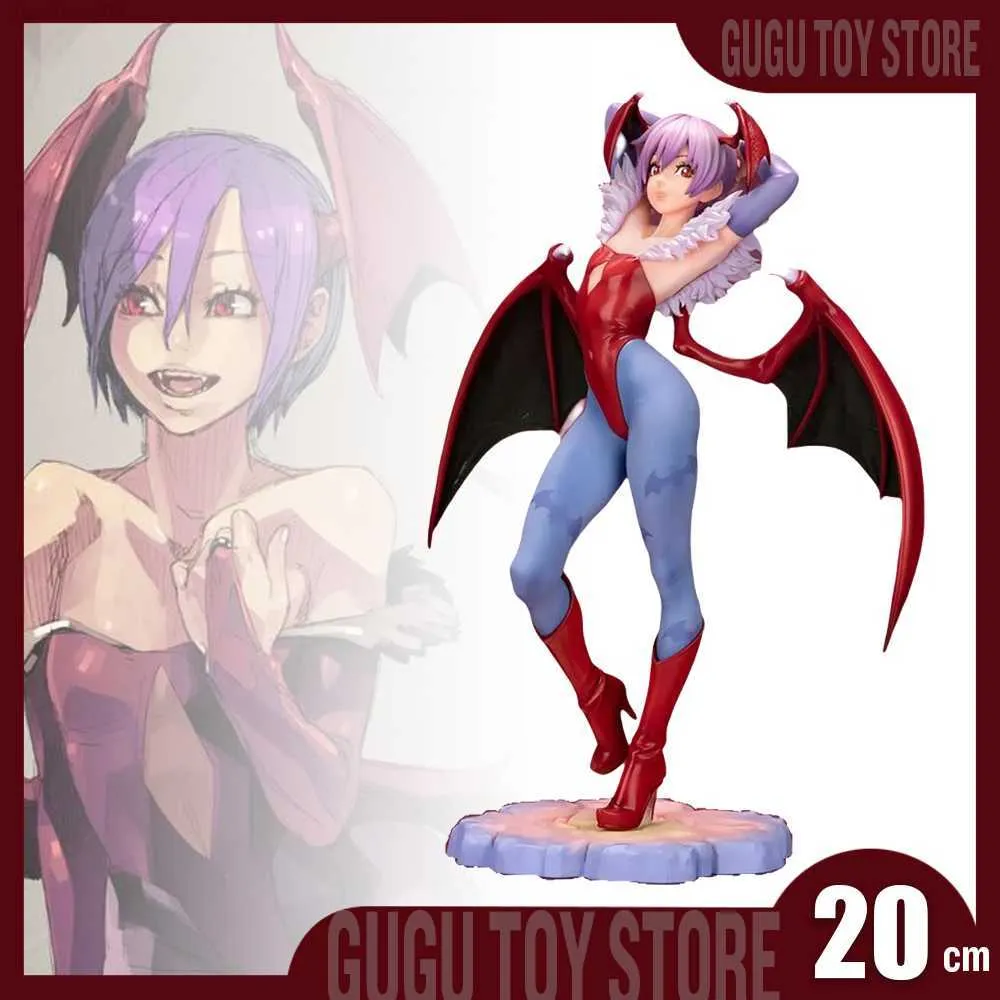 Anime manga 20 cm darkstalkers lilith anime figurer spel action figurin sexig tjej modell staty pvc leksaker dolldekoration för födelsedagspresenter l230717