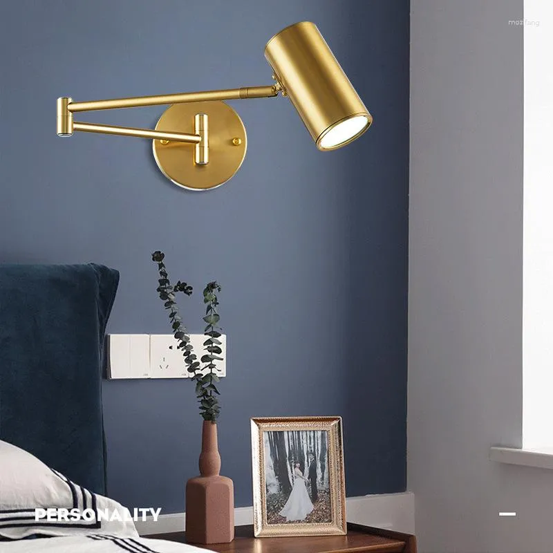 Lampa ścienna Nordic Black/Gold Regulowane ramię LED do salonu sypialnia sypialnia nocna korytarz korytarz koryta