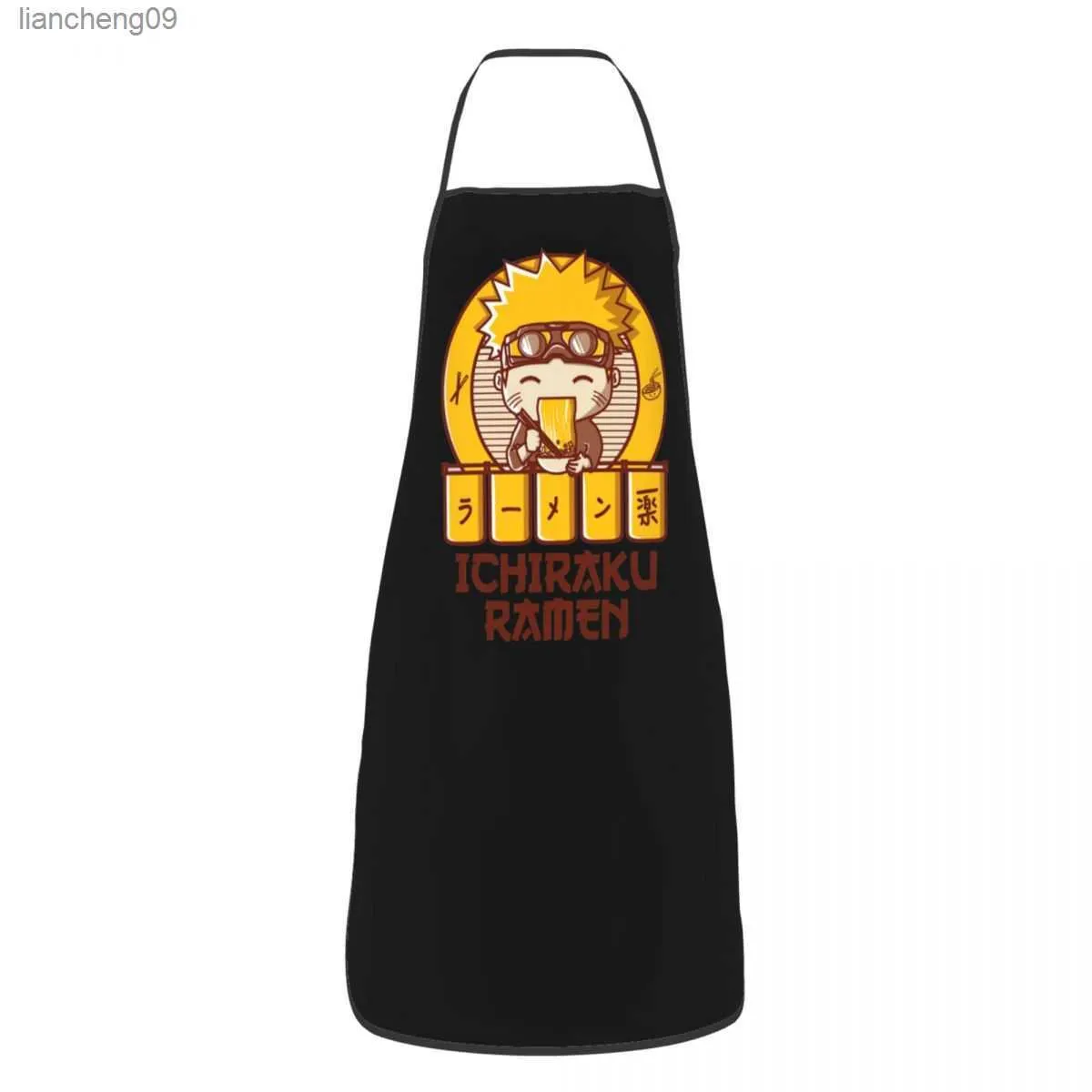 Unisex Funny Funny Ramen Ichiraku Bib Apron 성인 여성 남자 요리사 주방 요리 일본 애니메이션 베이킹 L230620