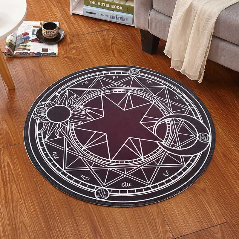 Carpets Witchcraft Supplies Printed Round Carpet Children's Living Room Mat Floor Mat Yoga Bedroom Chair Non Slip Mat New Year Gift R230717