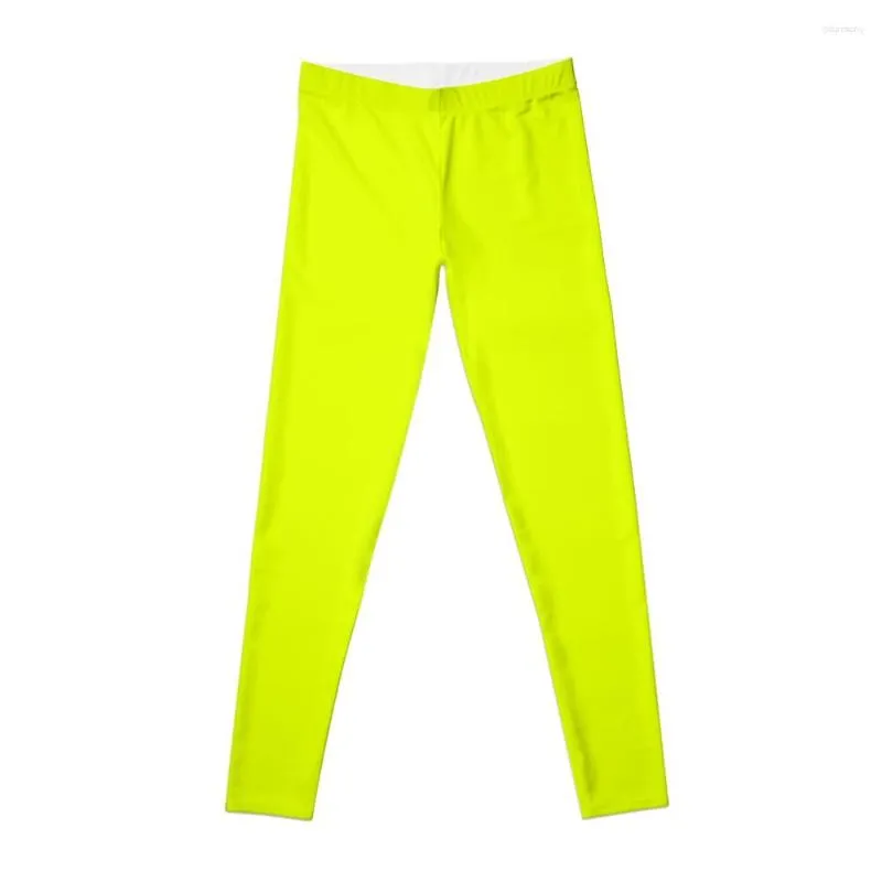 Active Pants Chartreuse Yellow Solid Color Leggings Gym Legging Womans Sport Woman Yoga Wear