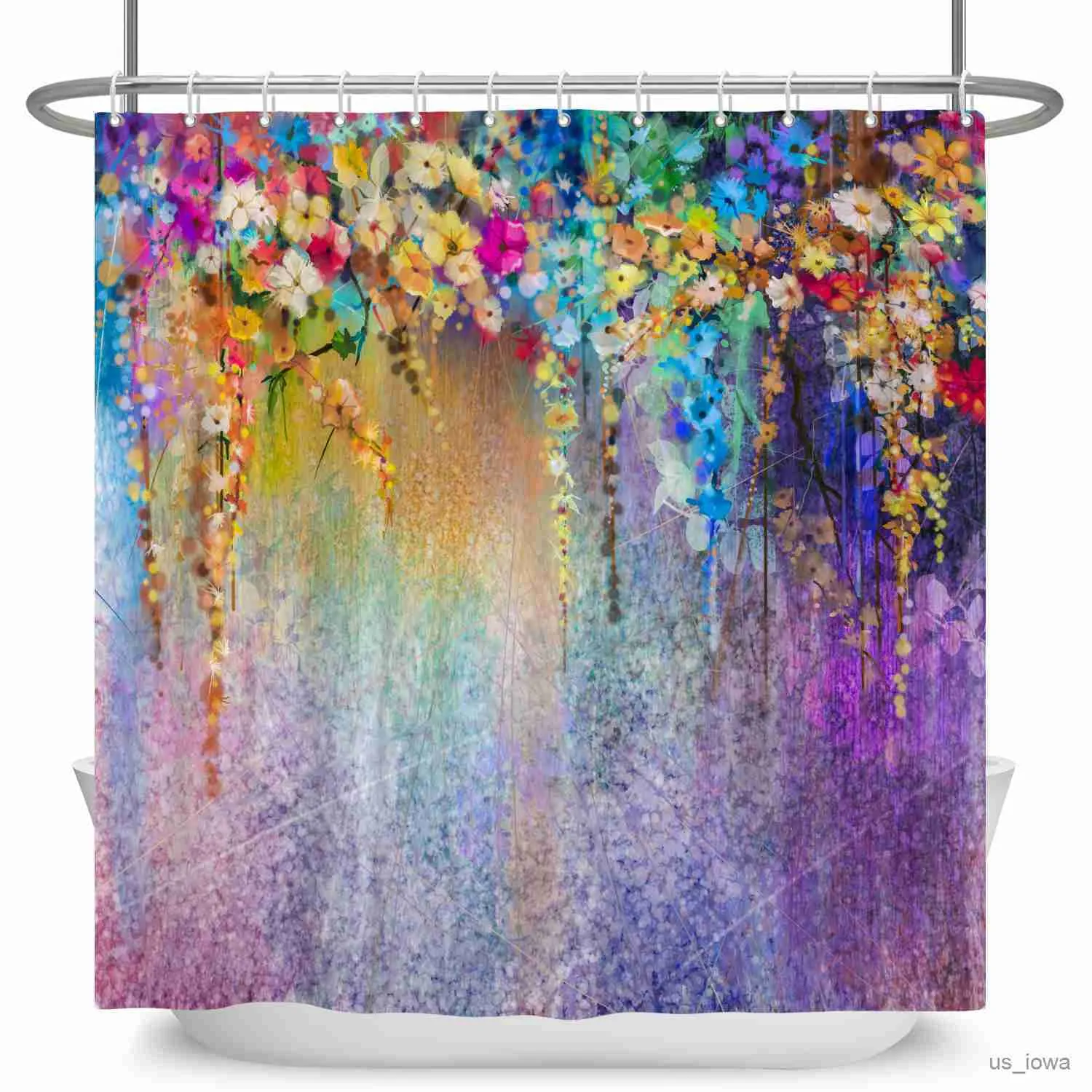 Rideaux de douche Rideau de douche à fleurs abstraites fleurs florales fleurons arbustes dessin imprimé Art Polyester tissu salle de bain décor ensemble avec