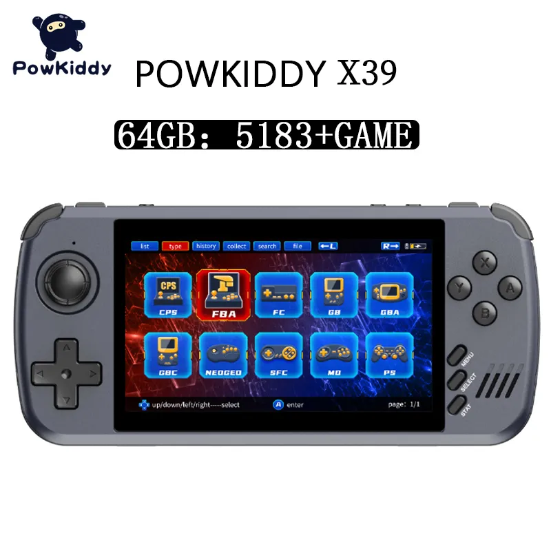 ポータブルゲームプレーヤーPowkiddy X39 X45ハンドヘルドゲームコンソール4.3/4.5インチビデオゲームプレーヤーは2つのコントローラーをサポートしていますps1