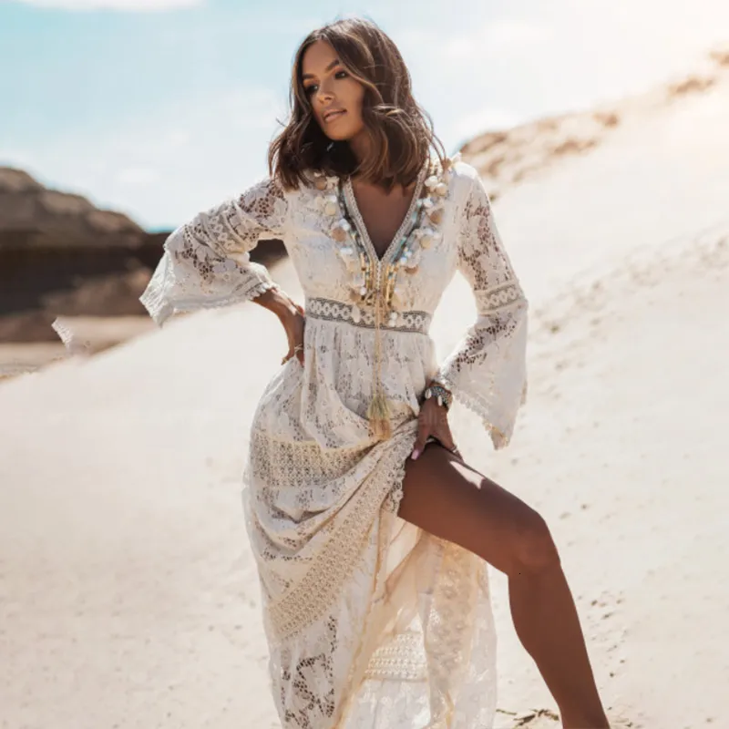 Womens White Lace Maxi Dress Ankle-Length V-Neck Short Sleeve Summer Boho Sundress from Dhgate Basic & Casual Dresses - price 50.1 Womens White Lace Maxi Dress Ankle-Length V-Neck Short Sleeve Summer Boho Sundress from Dhgate Basic & Casual Dresses - price 50.1