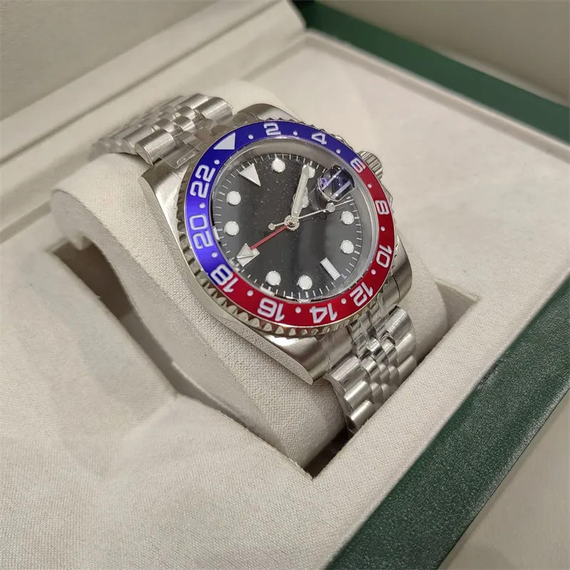 heren automatisch mechanisch uurwerk horloges deluxe zwart blauwe keramische saffier wijzerplaat jubilee armband horloge relojes de lujo para hombre dh02