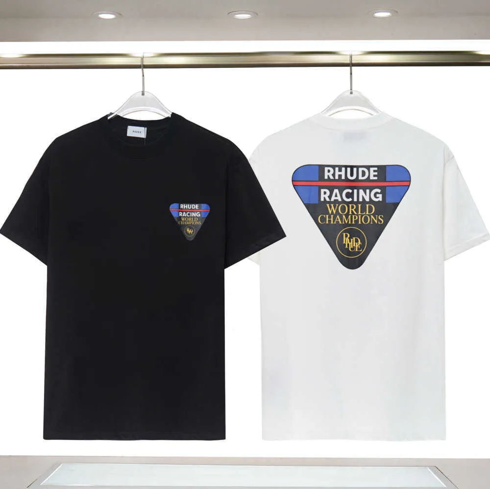 2023メンズTシャツ有名なメンズ高品質のTシャツレターrhudeラウンドネックショートスリーブブラックホワイトTシャツファッションメンズティーポロシャツトップティー