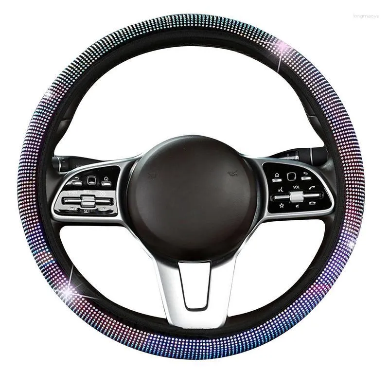 Steering Wheel Covers Diamond Cover Bling Crystal Rhinestones Universal Colorful Anti Slip Protector Car-styling Accessories