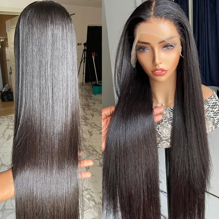 Straight Virgin Human Hair Straight Full Lace Frontal Wig Brazilian hair Indian hair Malaysian Hair Peruvian Hair Burmese Hair Natural Color