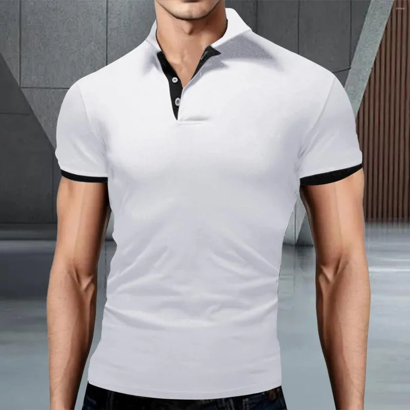 Polos męski 2023 Summer Casual Short-Sleeved Polo Shirt Office Fashion Lapel T-shirt mężczyzn oddychających sportowe topy fitness