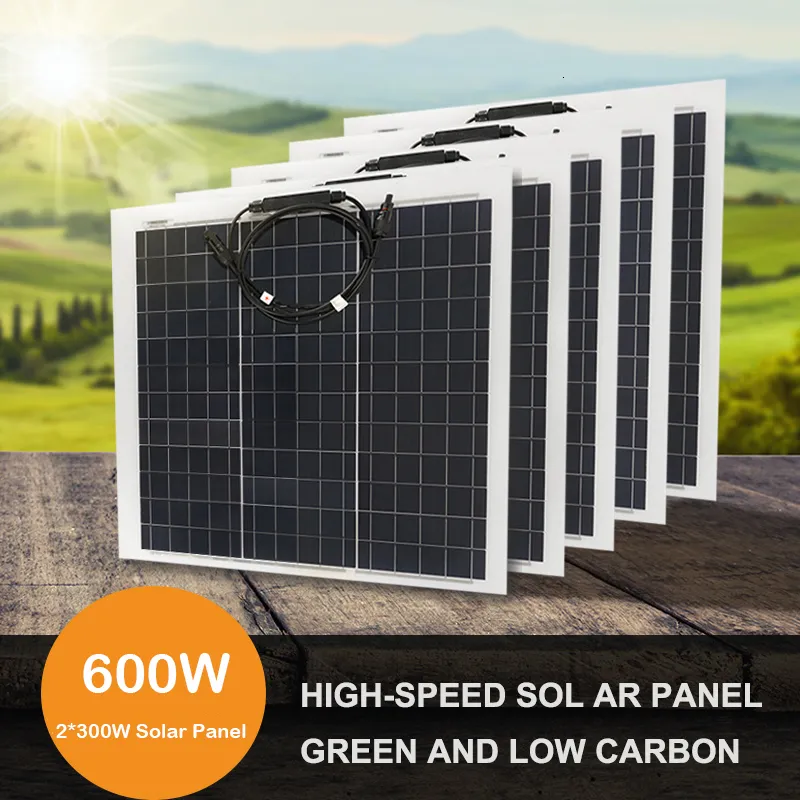 Autres appareils électroniques Panneau solaire 300W 600W Cellule monocristalline flexible RV 12V Kit de panneau solaire avec contrôleur complet pour voiture/bateau/batterie/camping 230715