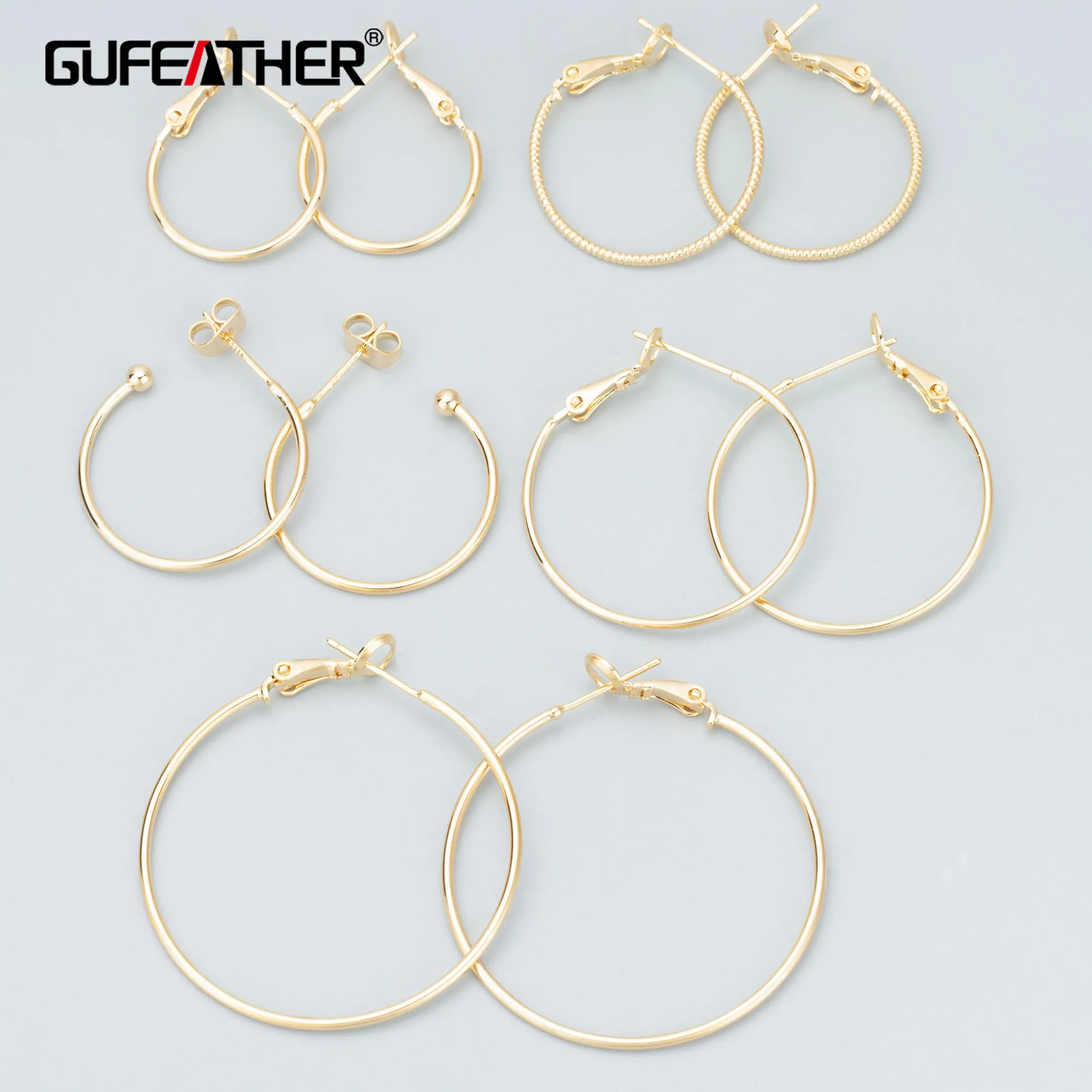 Charm Gufeather MC19, accessori per gioielli, placcati in oro, portata di passaggio, nichel senza nichel, anello rotondo, fascino, produzione di gioielli, orecchini fai -da -te, 6pcs/lotto