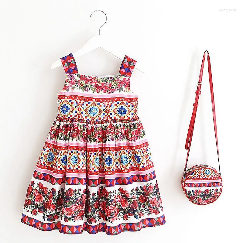 Kız Elbise Yürümeye Başlayan Bebek Yaz Kıyafetleri 2023 Marka Prenses Elbise Çocuklar İçin Çanta Kostümlü Çocuk Giyim Giysileri Vestidos