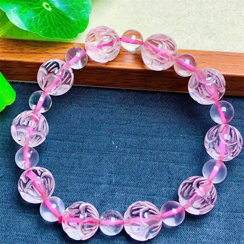 Strand Natural Clear Quartz Lotus Bracelet Charm Crystal Fashion Women And Men Yoga Healing Jewelry Gift 12mm