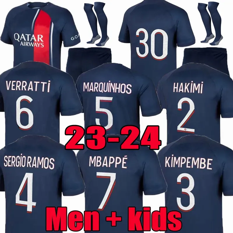 MBAPPE Soccer Jerseys 2023 2024 Paris Away SERGIO 23 24 PSGS RAMOS