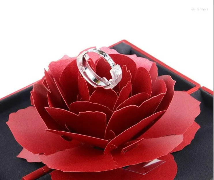 Sieraden Pouches Opvouwbare Rose Ring Box Voor Vrouwen 2023 Creative Jewel Storage Paper Case Kleine Gift Ringen