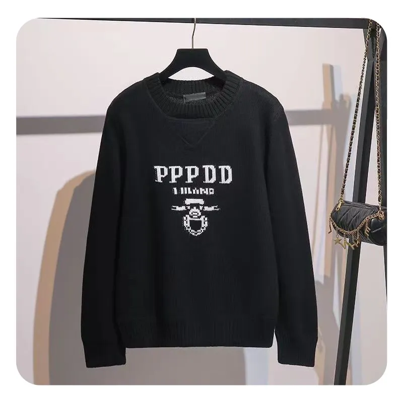 Kvinnors tröja designer tröjor kvinnor mode kvinna kläder höst och vinter avslappnad brev jacquard rund hals lös pullover streetwear