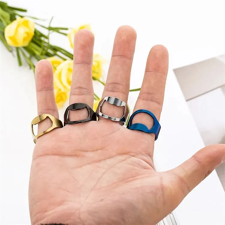 New Portable Finger Ring Bottle Opener Colorful Stainless Steel Beer Bar Tool Bottel Favors Free Shiping