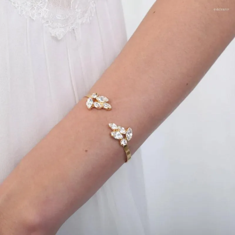 Bangle Stonefans handgjorda brudarmarmbandsmycken för kvinnor Lyxig glänsande kristallmanschettbröllopstillbehör