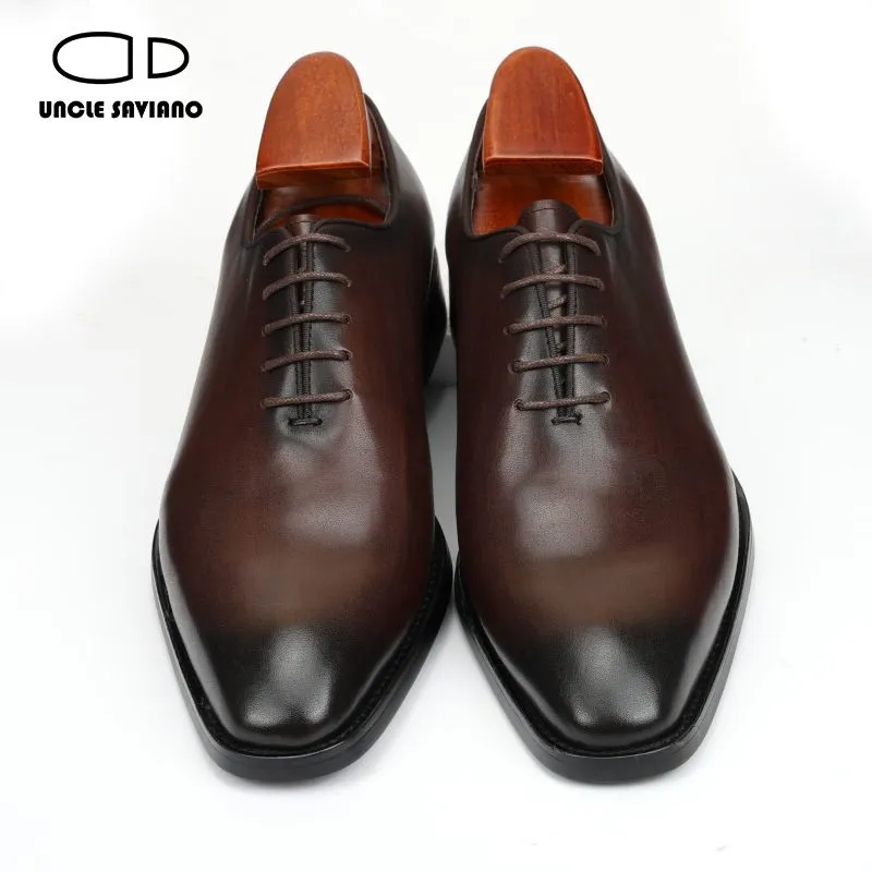 Oncle Saviano Oxford robe classique mariage mariage meilleur homme sabot de chaussures de chaussures formelles de bureau de cuir authentique pour hommes