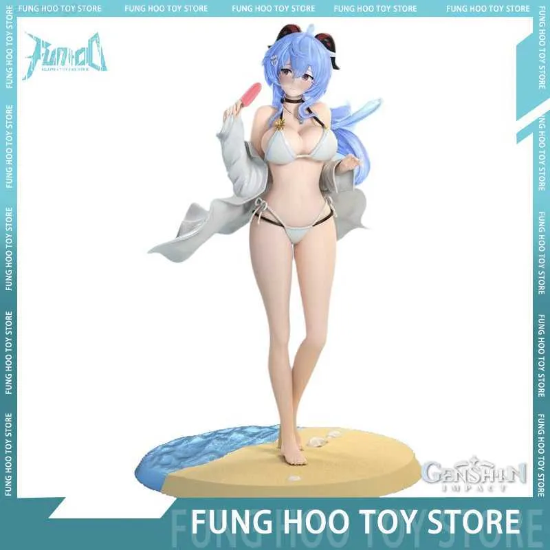 Anime Manga 25cm Genshin Impact Ganyu Anime Figure Hentai Statue Figurine Kawaii Costume da bagno sexy Modello Decorazione bambola Giocattoli Regalo di Natale L230717