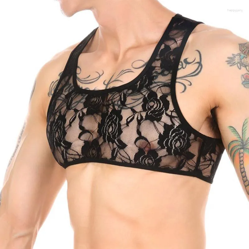 CLEVER MENMODE Mens Sheer Lace Crop Top Black Netted Bra Sexy, Breathable,  And Erotic From Happyjany, $9.35