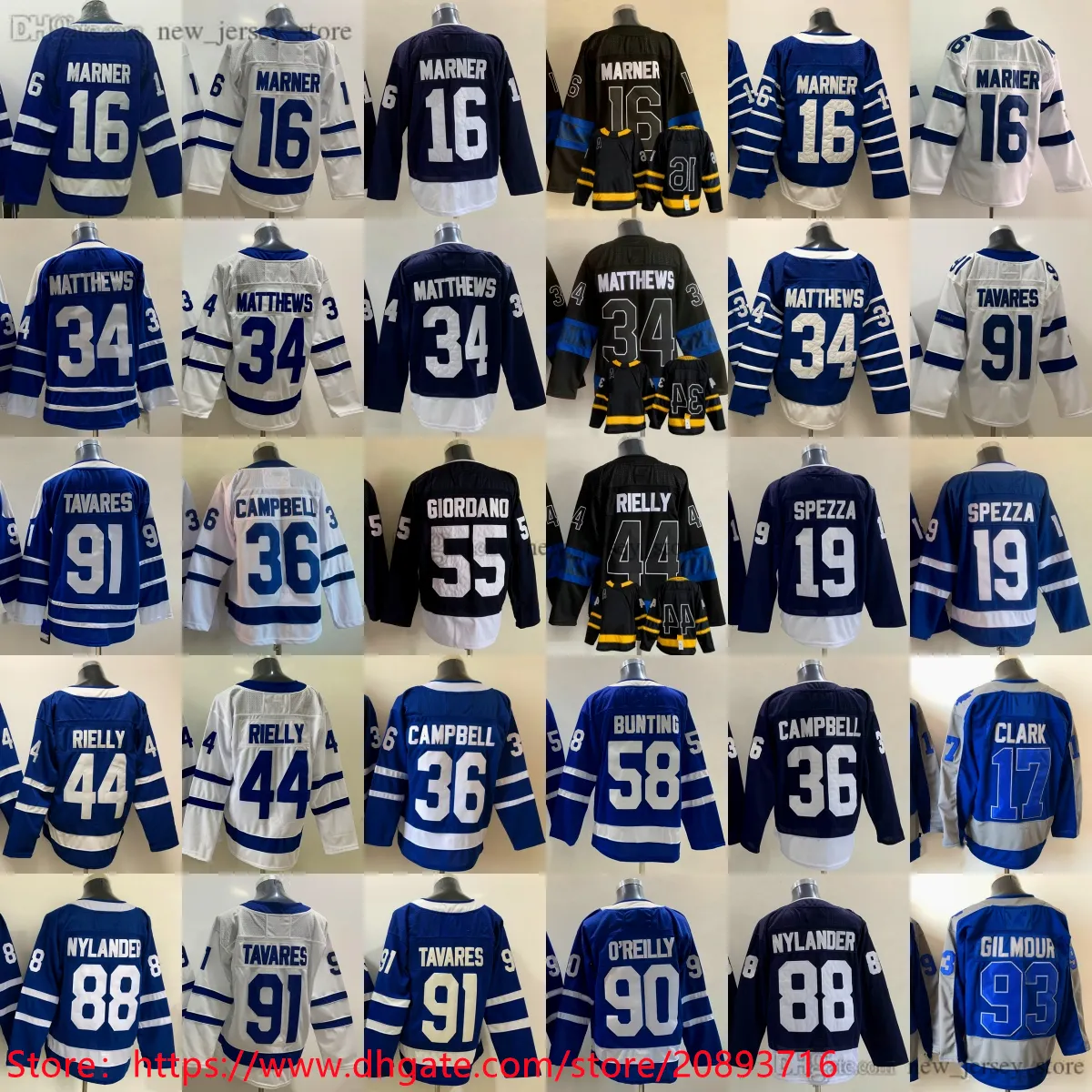 Uomo Hockey su ghiaccio 91 maglie John Tavares 34 Auston Matthews Mitchell Marner Jason Spezza Jack Campbell Morgan Rielly William Nylander Ryan O'Reilly Blank Stitch Team